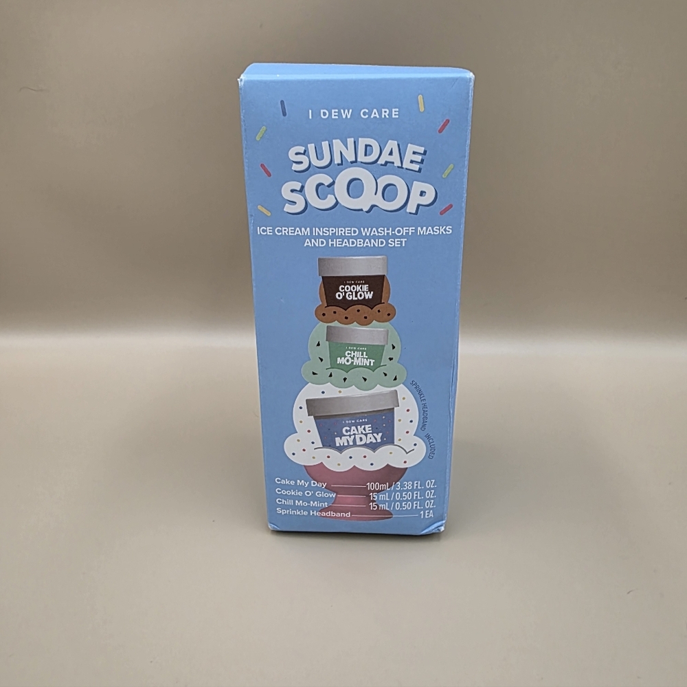 NIB I Dew Care Sundae Scoop Wash-Off Masks and Headband Set - Picture 2 of 3